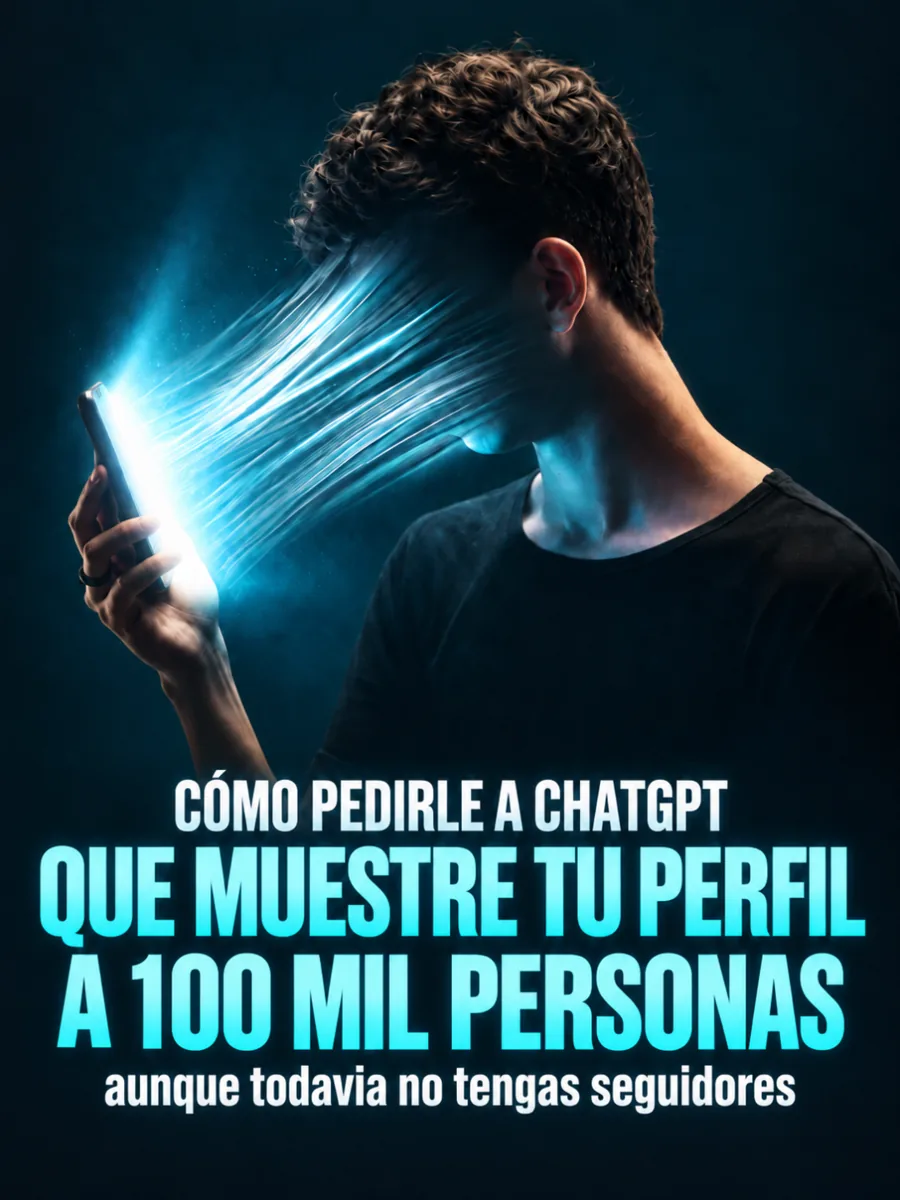 Portada de carrusel: Cómo pedirle a ChatGPT que muestre tu perfil a 100 mil personas aunque todavía no tengas seguidores